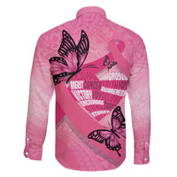 Polynesia Breast Cancer Awareness Month Family Matching Off Shoulder Short Dress and Hawaiian Shirt Pink Ribbon Mix Butterflies LT14 - Polynesian Pride