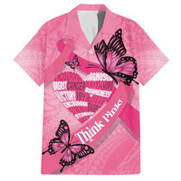 Polynesia Breast Cancer Awareness Month Family Matching Summer Maxi Dress and Hawaiian Shirt Pink Ribbon Mix Butterflies LT14 Dad's Shirt - Short Sleeve Pink - Polynesian Pride