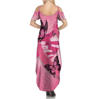 Polynesia Breast Cancer Awareness Month Family Matching Summer Maxi Dress and Hawaiian Shirt Pink Ribbon Mix Butterflies LT14 - Polynesian Pride