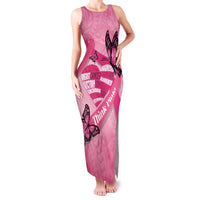 Polynesia Breast Cancer Awareness Month Family Matching Tank Maxi Dress and Hawaiian Shirt Pink Ribbon Mix Butterflies LT14 Mom's Dress Pink - Polynesian Pride