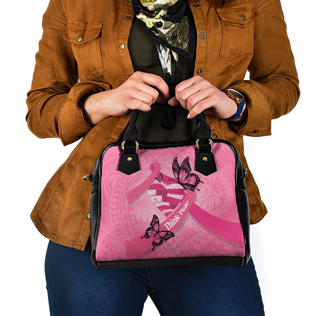 Polynesia Breast Cancer Awareness Month Shoulder Handbag Pink Ribbon Mix Butterflies