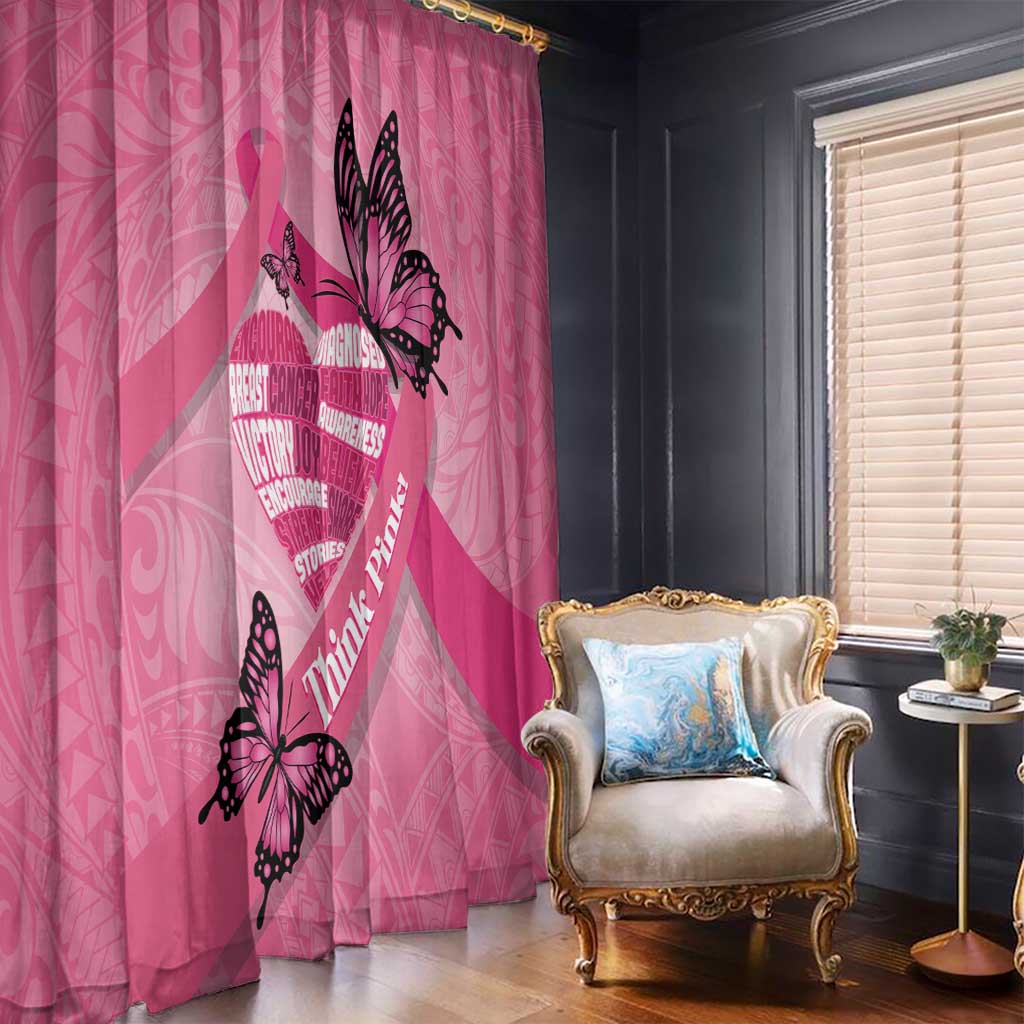 Polynesia Breast Cancer Awareness Month Window Curtain Pink Ribbon Mix Butterflies LT14 - Polynesian Pride