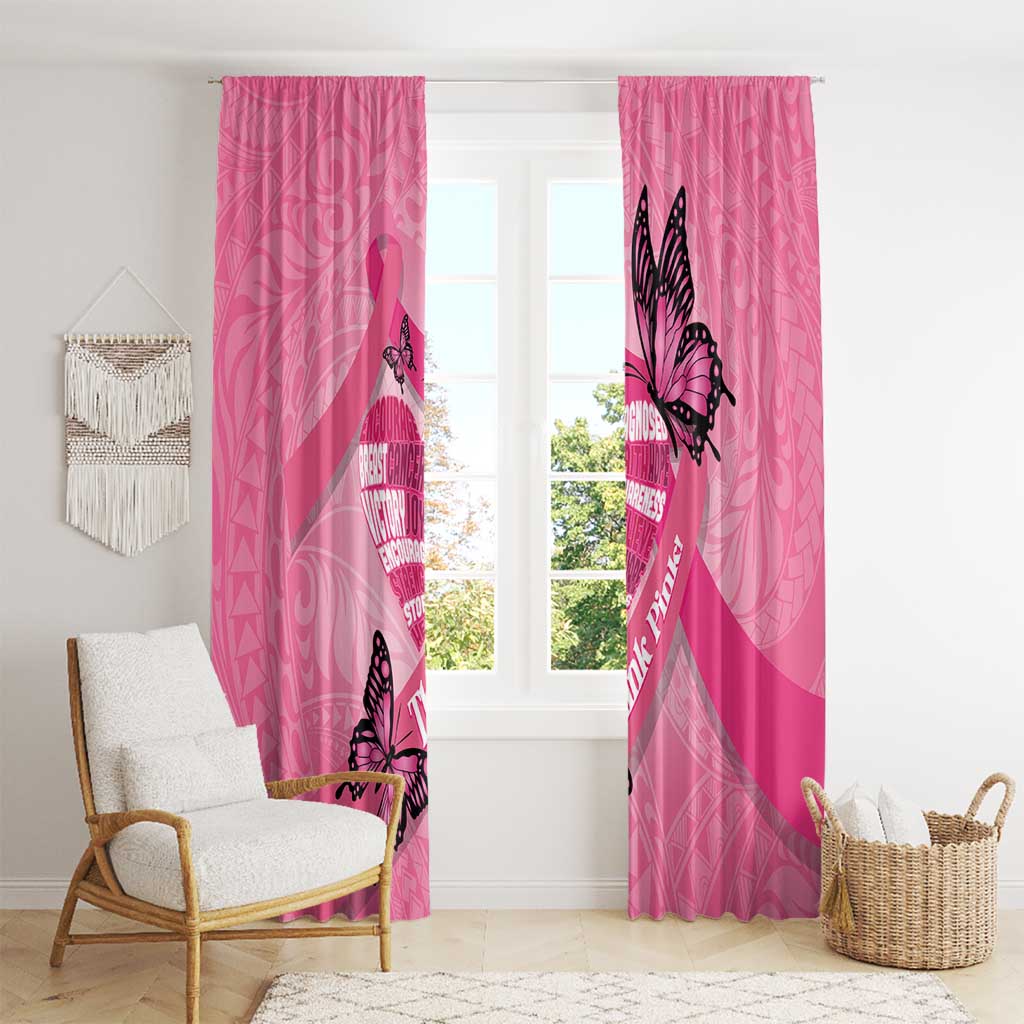 Polynesia Breast Cancer Awareness Month Window Curtain Pink Ribbon Mix Butterflies LT14 - Polynesian Pride