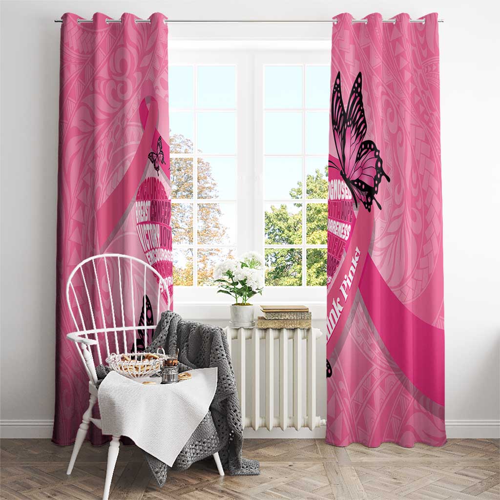 Polynesia Breast Cancer Awareness Month Window Curtain Pink Ribbon Mix Butterflies LT14 - Polynesian Pride