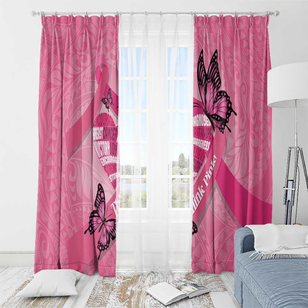 Polynesia Breast Cancer Awareness Month Window Curtain Pink Ribbon Mix Butterflies LT14 - Polynesian Pride