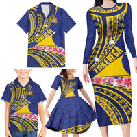 Personalised Tokelau Tokehega Day Family Matching Long Sleeve Bodycon Dress and Hawaiian Shirt Tokelauan Tatau Flag Color LT14 - Polynesian Pride