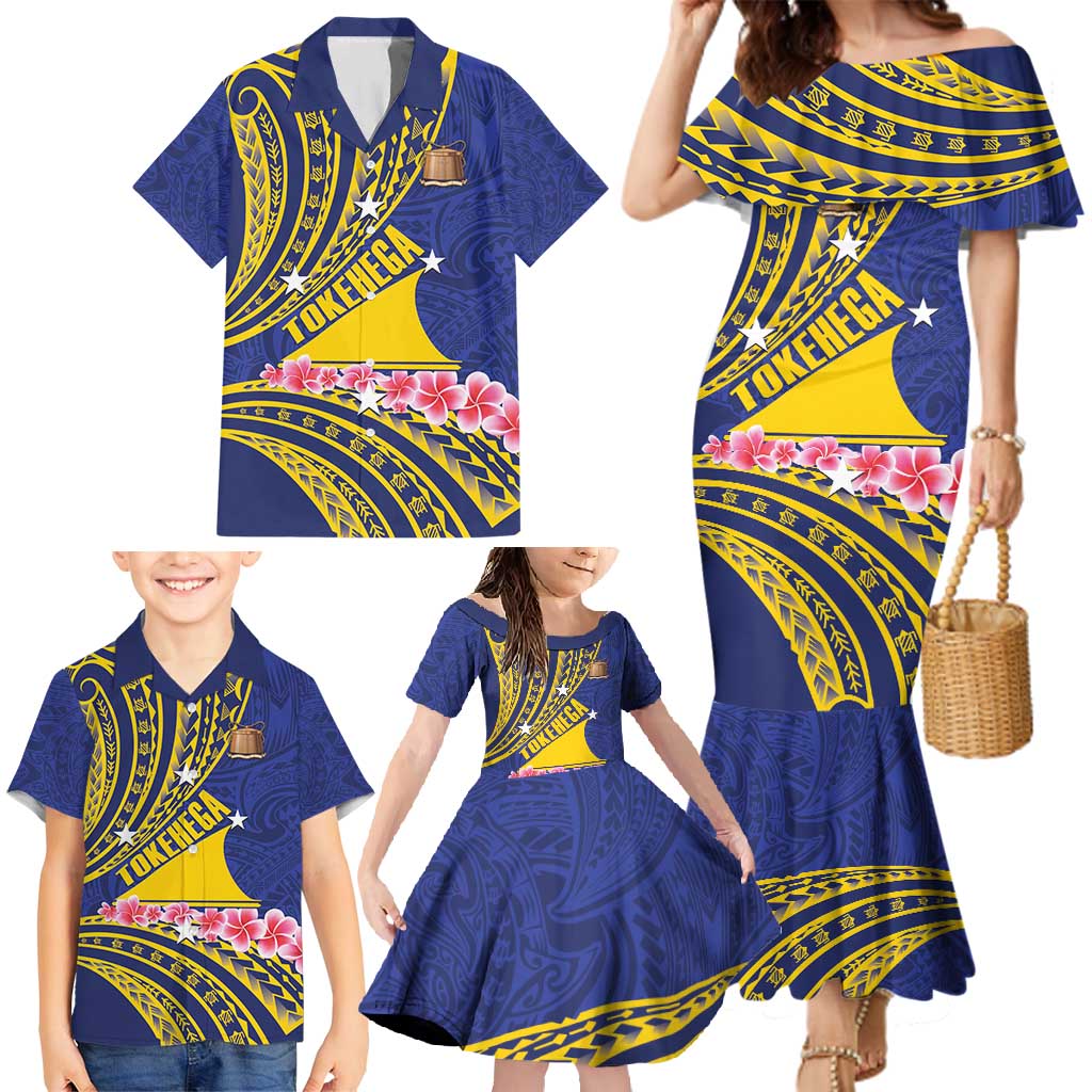 Personalised Tokelau Tokehega Day Family Matching Mermaid Dress and Hawaiian Shirt Tokelauan Tatau Flag Color LT14 - Polynesian Pride