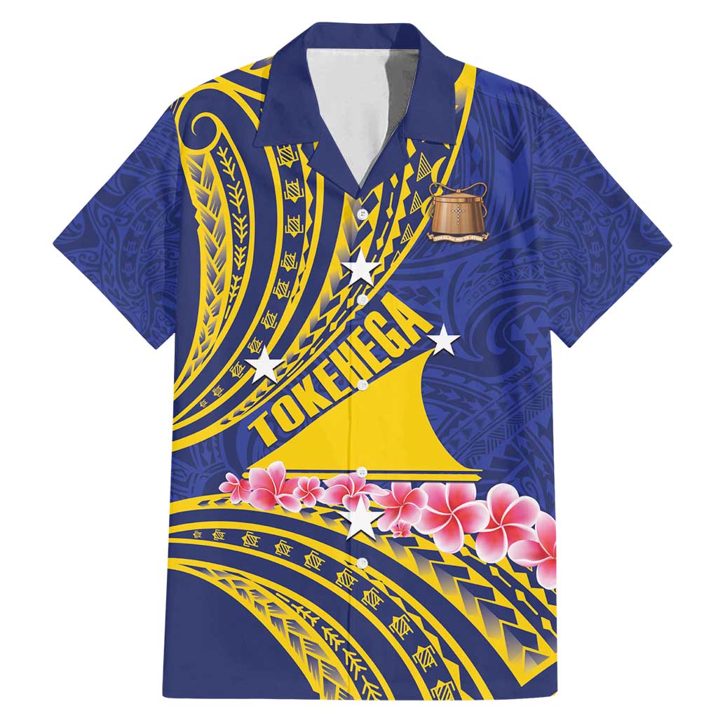 Personalised Tokelau Tokehega Day Family Matching Mermaid Dress and Hawaiian Shirt Tokelauan Tatau Flag Color LT14 Dad's Shirt - Short Sleeve Blue - Polynesian Pride