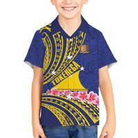 Personalised Tokelau Tokehega Day Family Matching Puletasi and Hawaiian Shirt Tokelauan Tatau Flag Color LT14 Son's Shirt Blue - Polynesian Pride