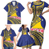 Personalised Tokelau Tokehega Day Family Matching Short Sleeve Bodycon Dress and Hawaiian Shirt Tokelauan Tatau Flag Color LT14 - Polynesian Pride
