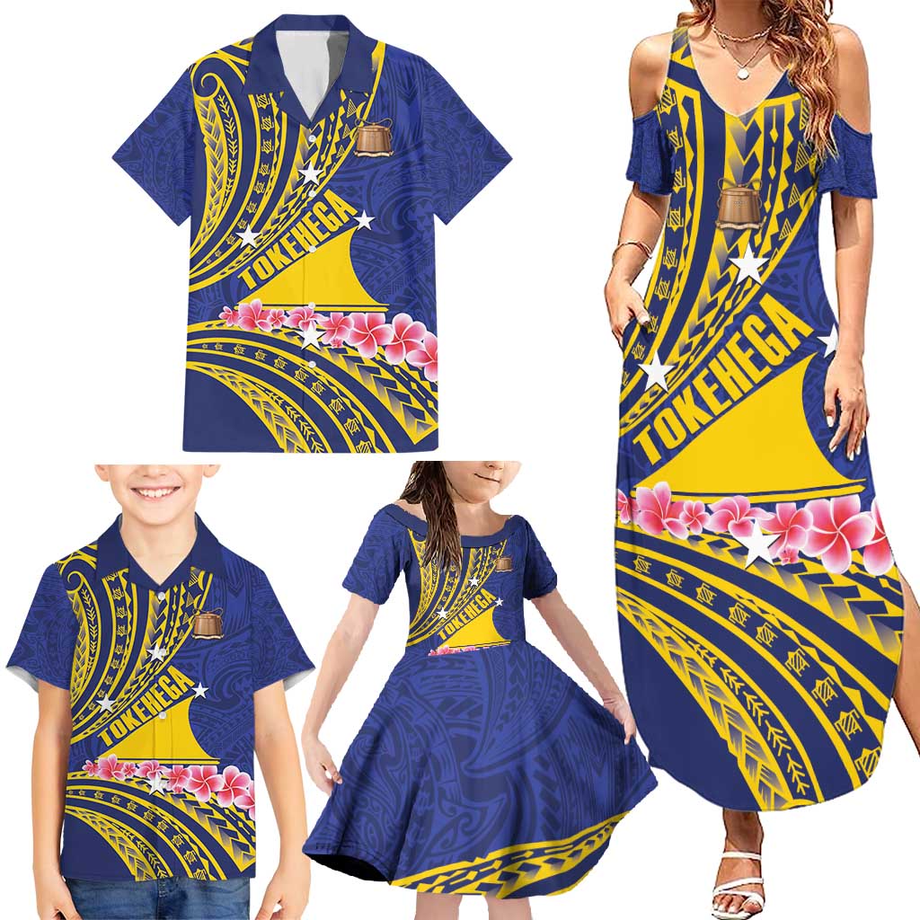 Personalised Tokelau Tokehega Day Family Matching Summer Maxi Dress and Hawaiian Shirt Tokelauan Tatau Flag Color LT14 - Polynesian Pride