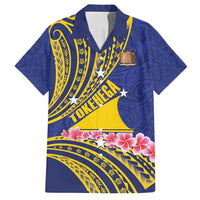 Personalised Tokelau Tokehega Day Family Matching Summer Maxi Dress and Hawaiian Shirt Tokelauan Tatau Flag Color LT14 Dad's Shirt - Short Sleeve Blue - Polynesian Pride