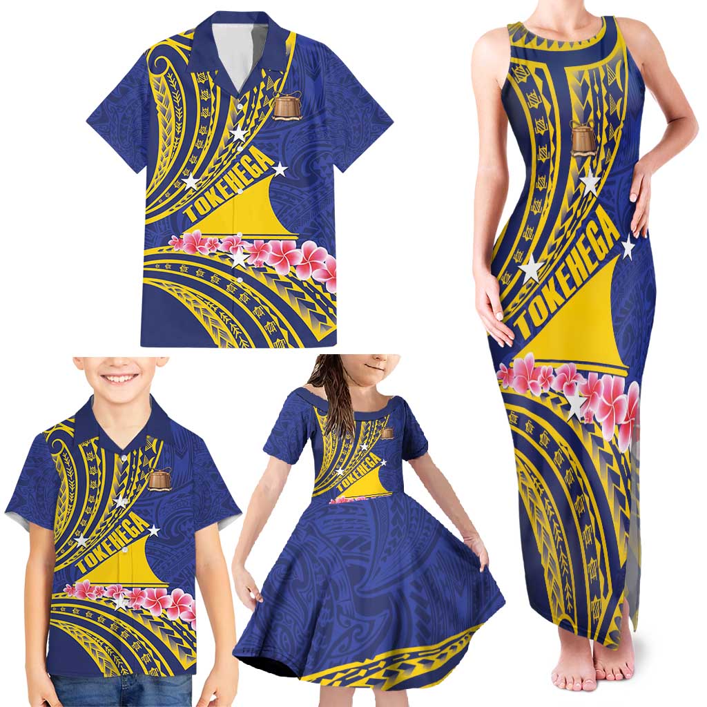 Personalised Tokelau Tokehega Day Family Matching Tank Maxi Dress and Hawaiian Shirt Tokelauan Tatau Flag Color LT14 - Polynesian Pride