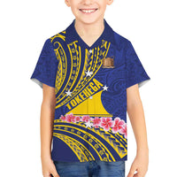 Personalised Tokelau Tokehega Day Kid Hawaiian Shirt Tokelauan Tatau Flag Color LT14 Kid Blue - Polynesian Pride