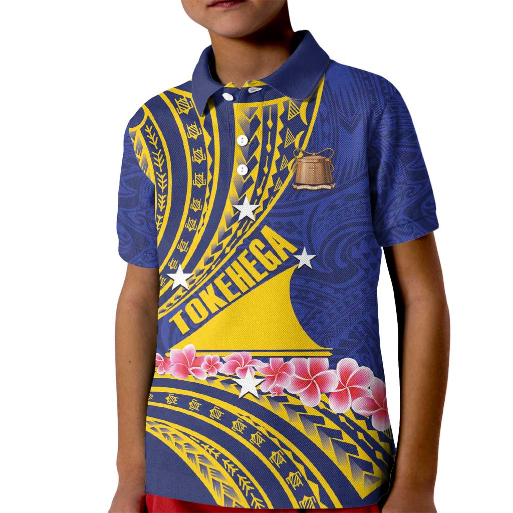 Personalised Tokelau Tokehega Day Kid Polo Shirt Tokelauan Tatau Flag Color LT14 Kid Blue - Polynesian Pride