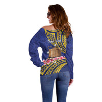 Personalised Tokelau Tokehega Day Off Shoulder Sweater Tokelauan Tatau Flag Color - Polynesian Pride