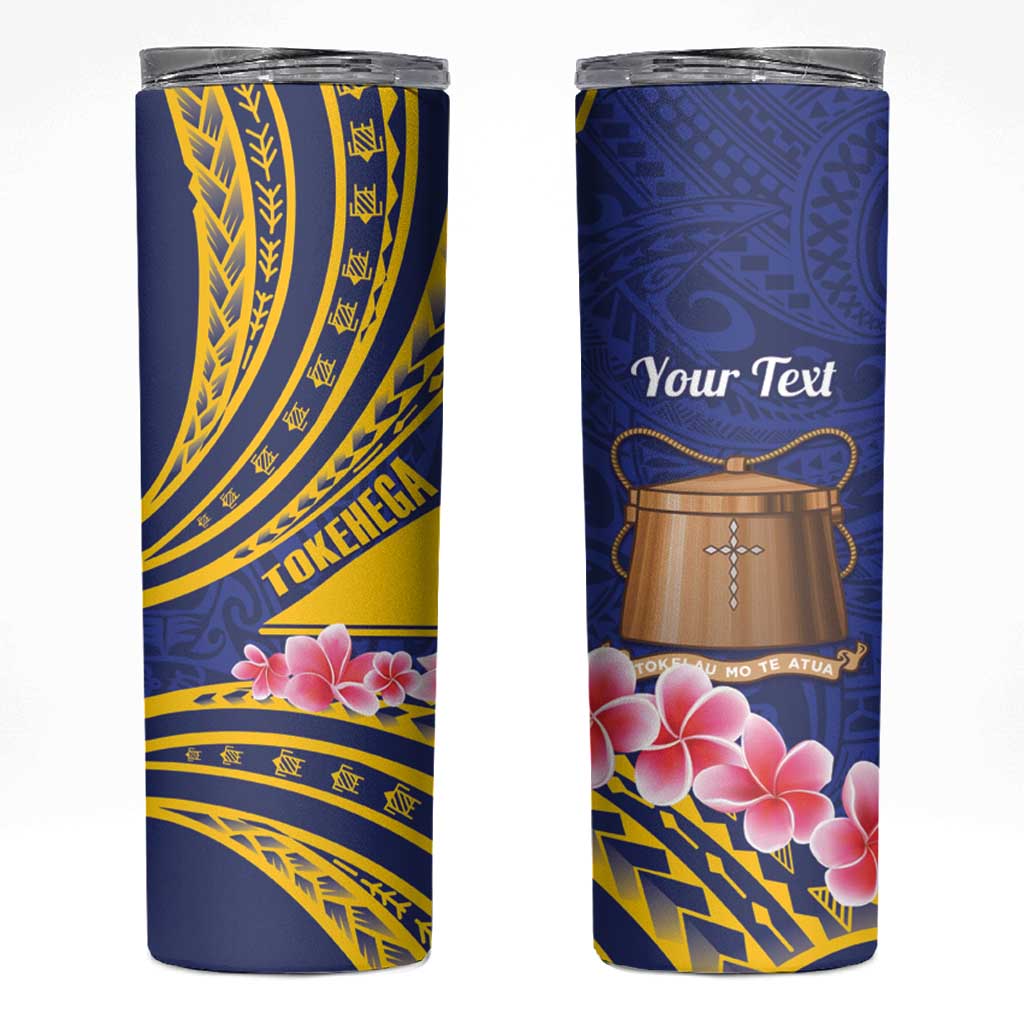 Personalised Tokelau Tokehega Day Skinny Tumbler Tokelauan Tatau Flag Color LT14 Blue - Polynesian Pride