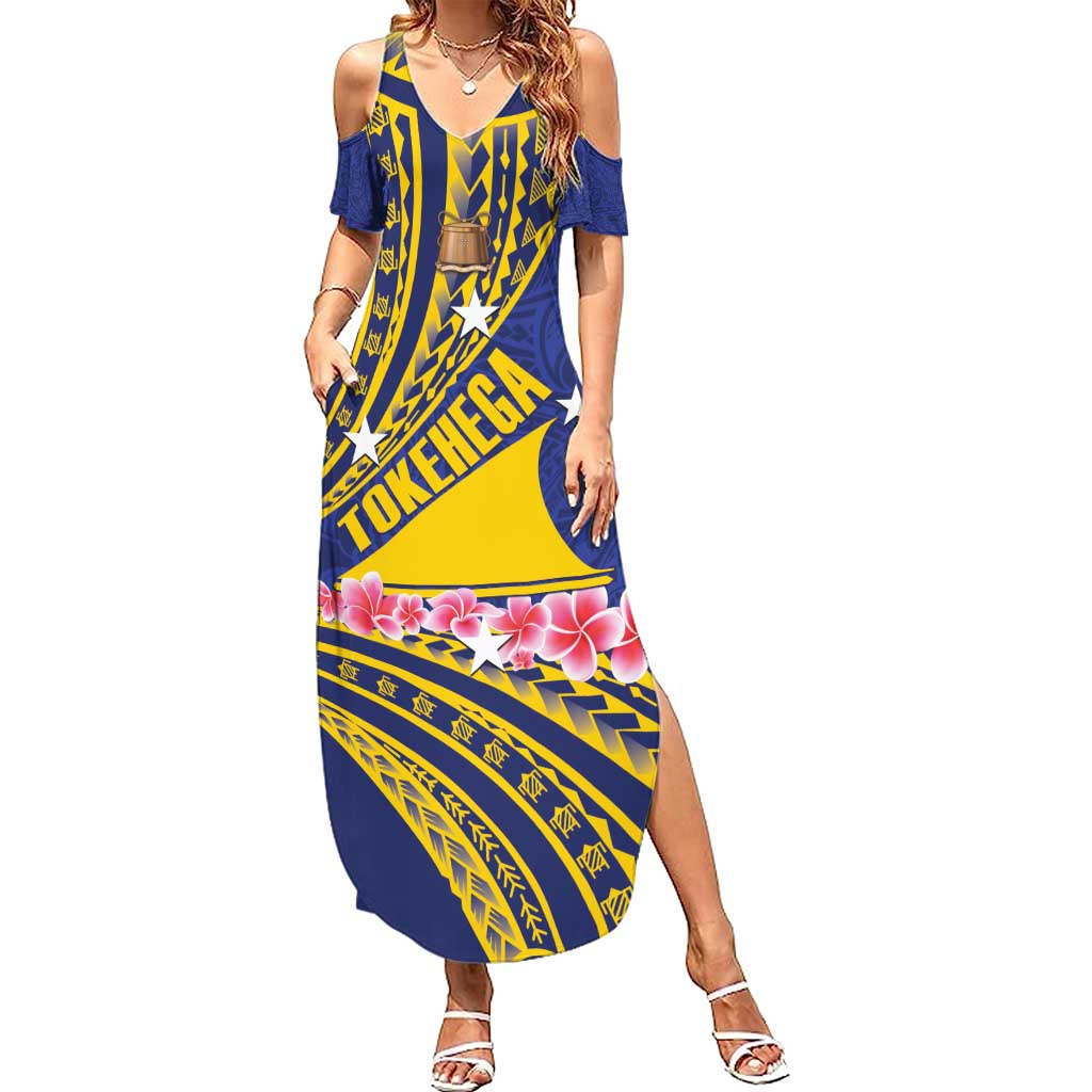 Personalised Tokelau Tokehega Day Summer Maxi Dress Tokelauan Tatau Flag Color - Polynesian Pride