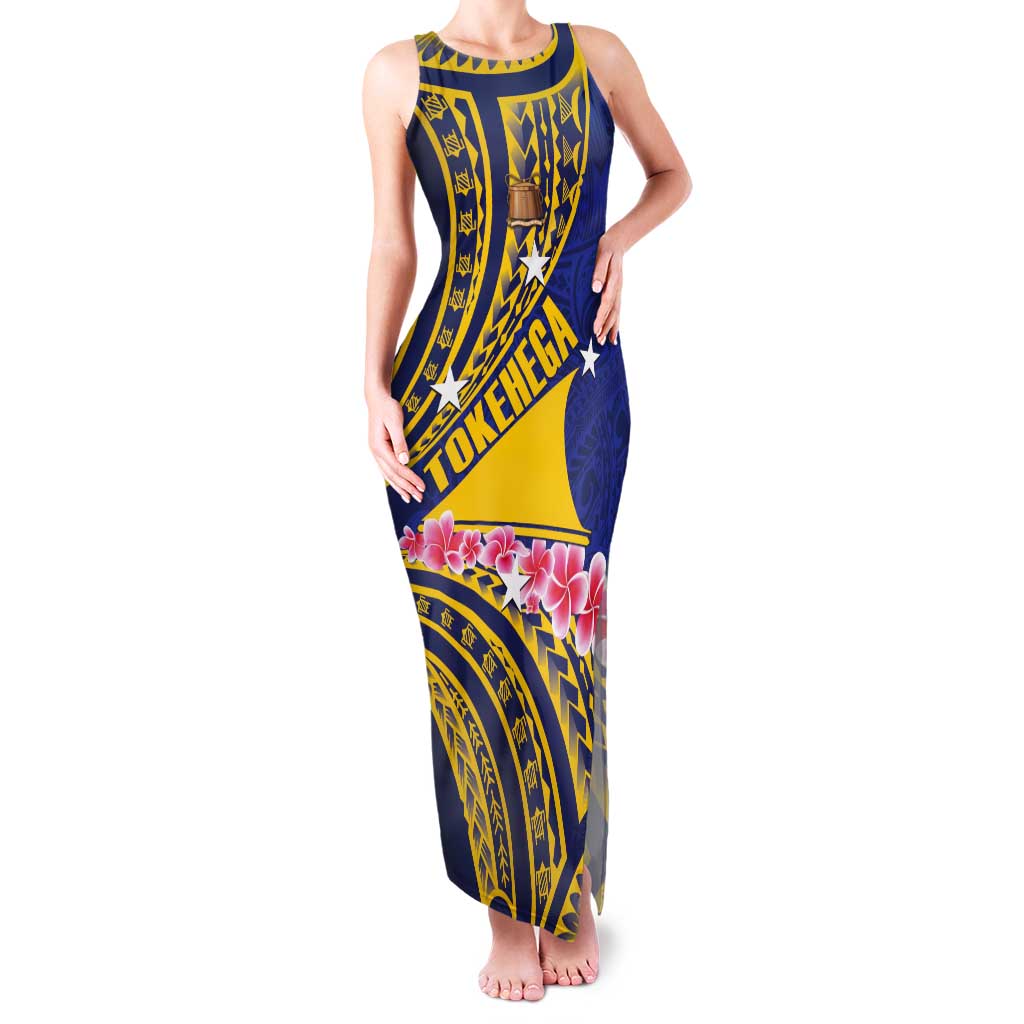 Personalised Tokelau Tokehega Day Tank Maxi Dress Tokelauan Tatau Flag Color LT14 Women Blue - Polynesian Pride
