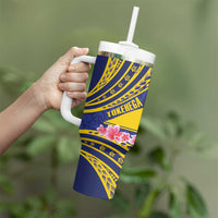Personalised Tokelau Tokehega Day Tumbler With Handle Tokelauan Tatau Flag Color - Polynesian Pride