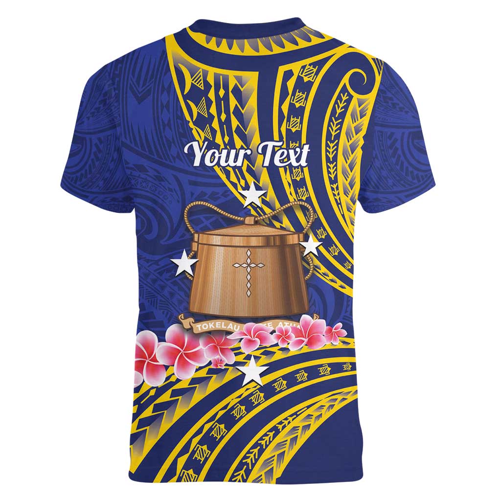 Personalised Tokelau Tokehega Day Women V-Neck T-Shirt Tokelauan Tatau Flag Color LT14 - Polynesian Pride