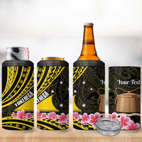Personalised Tokelau Tokehega Day 4 in 1 Can Cooler Tumbler Tokelauan Tatau Black Color LT14 - Polynesian Pride