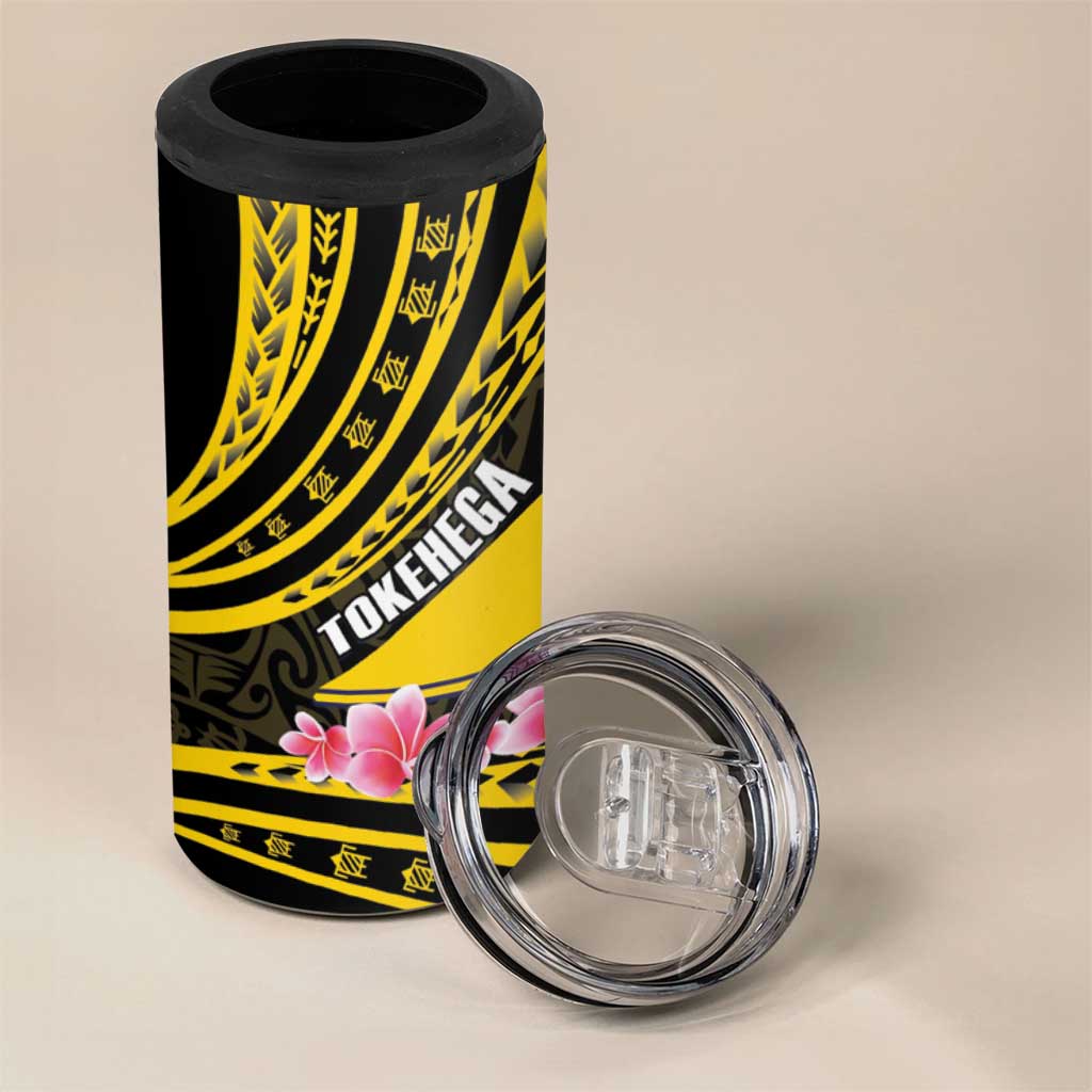 Personalised Tokelau Tokehega Day 4 in 1 Can Cooler Tumbler Tokelauan Tatau Black Color LT14 - Polynesian Pride