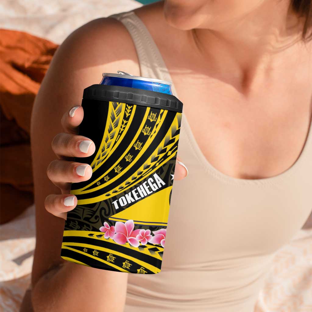 Personalised Tokelau Tokehega Day 4 in 1 Can Cooler Tumbler Tokelauan Tatau Black Color LT14 - Polynesian Pride