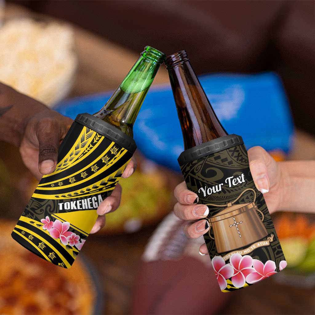 Personalised Tokelau Tokehega Day 4 in 1 Can Cooler Tumbler Tokelauan Tatau Black Color LT14 - Polynesian Pride