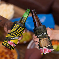 Personalised Tokelau Tokehega Day 4 in 1 Can Cooler Tumbler Tokelauan Tatau Black Color LT14 - Polynesian Pride
