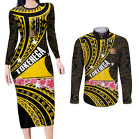 Personalised Tokelau Tokehega Day Couples Matching Long Sleeve Bodycon Dress and Long Sleeve Button Shirt Tokelauan Tatau Black Color LT14 Black - Polynesian Pride
