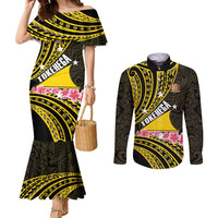 Personalised Tokelau Tokehega Day Couples Matching Mermaid Dress and Long Sleeve Button Shirt Tokelauan Tatau Black Color LT14 Black - Polynesian Pride