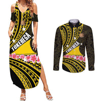 Personalised Tokelau Tokehega Day Couples Matching Summer Maxi Dress and Long Sleeve Button Shirt Tokelauan Tatau Black Color LT14 Black - Polynesian Pride