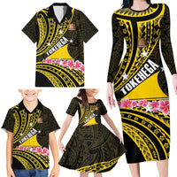 Personalised Tokelau Tokehega Day Family Matching Long Sleeve Bodycon Dress and Hawaiian Shirt Tokelauan Tatau Black Color LT14 - Polynesian Pride