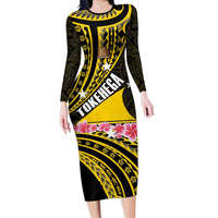 Personalised Tokelau Tokehega Day Family Matching Long Sleeve Bodycon Dress and Hawaiian Shirt Tokelauan Tatau Black Color LT14 Mom's Dress Black - Polynesian Pride