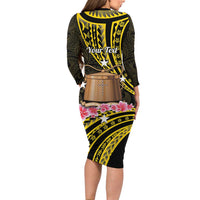 Personalised Tokelau Tokehega Day Family Matching Long Sleeve Bodycon Dress and Hawaiian Shirt Tokelauan Tatau Black Color LT14 - Polynesian Pride