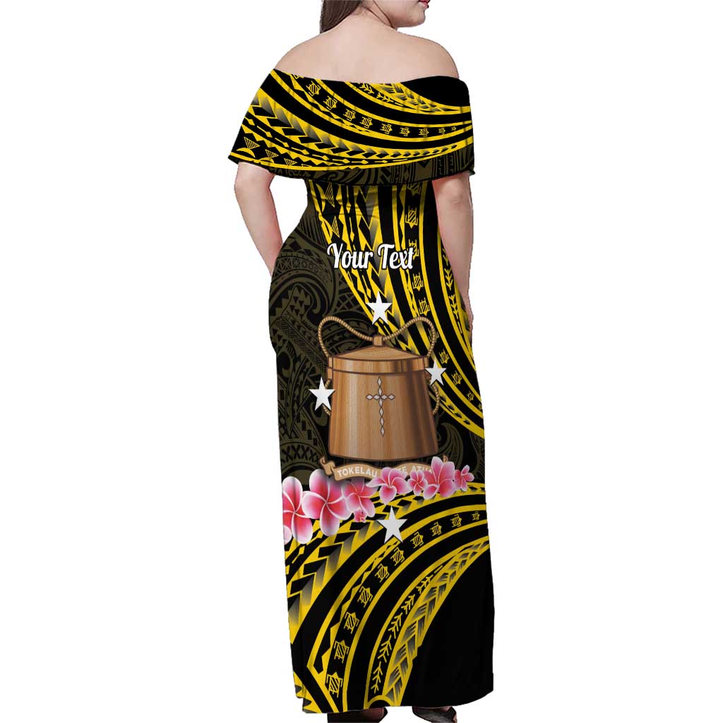 Personalised Tokelau Tokehega Day Family Matching Off Shoulder Maxi Dress and Hawaiian Shirt Tokelauan Tatau Black Color LT14 - Polynesian Pride