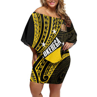Personalised Tokelau Tokehega Day Family Matching Off Shoulder Short Dress and Hawaiian Shirt Tokelauan Tatau Black Color LT14 Mom's Dress Black - Polynesian Pride