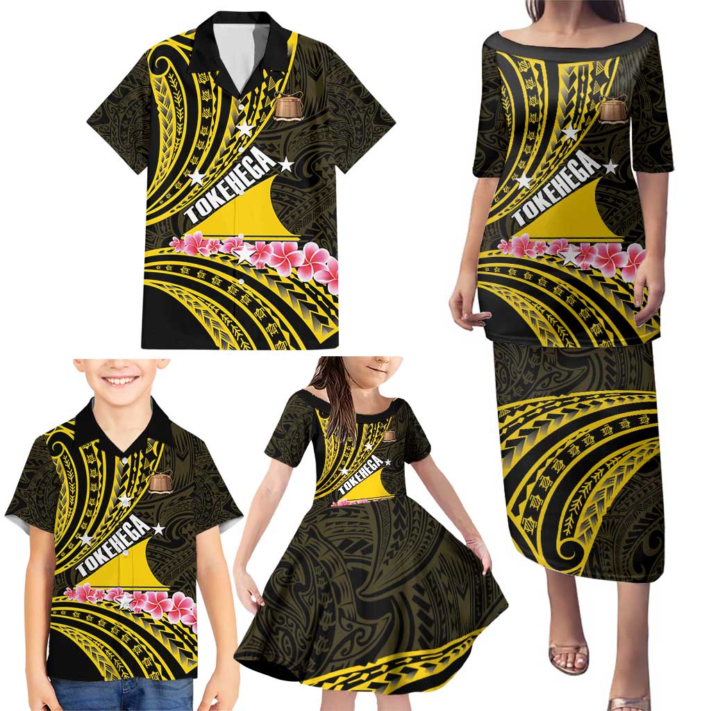 Personalised Tokelau Tokehega Day Family Matching Puletasi and Hawaiian Shirt Tokelauan Tatau Black Color LT14 - Polynesian Pride