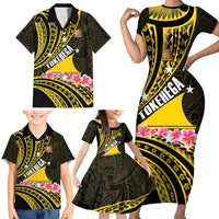 Personalised Tokelau Tokehega Day Family Matching Short Sleeve Bodycon Dress and Hawaiian Shirt Tokelauan Tatau Black Color LT14 - Polynesian Pride