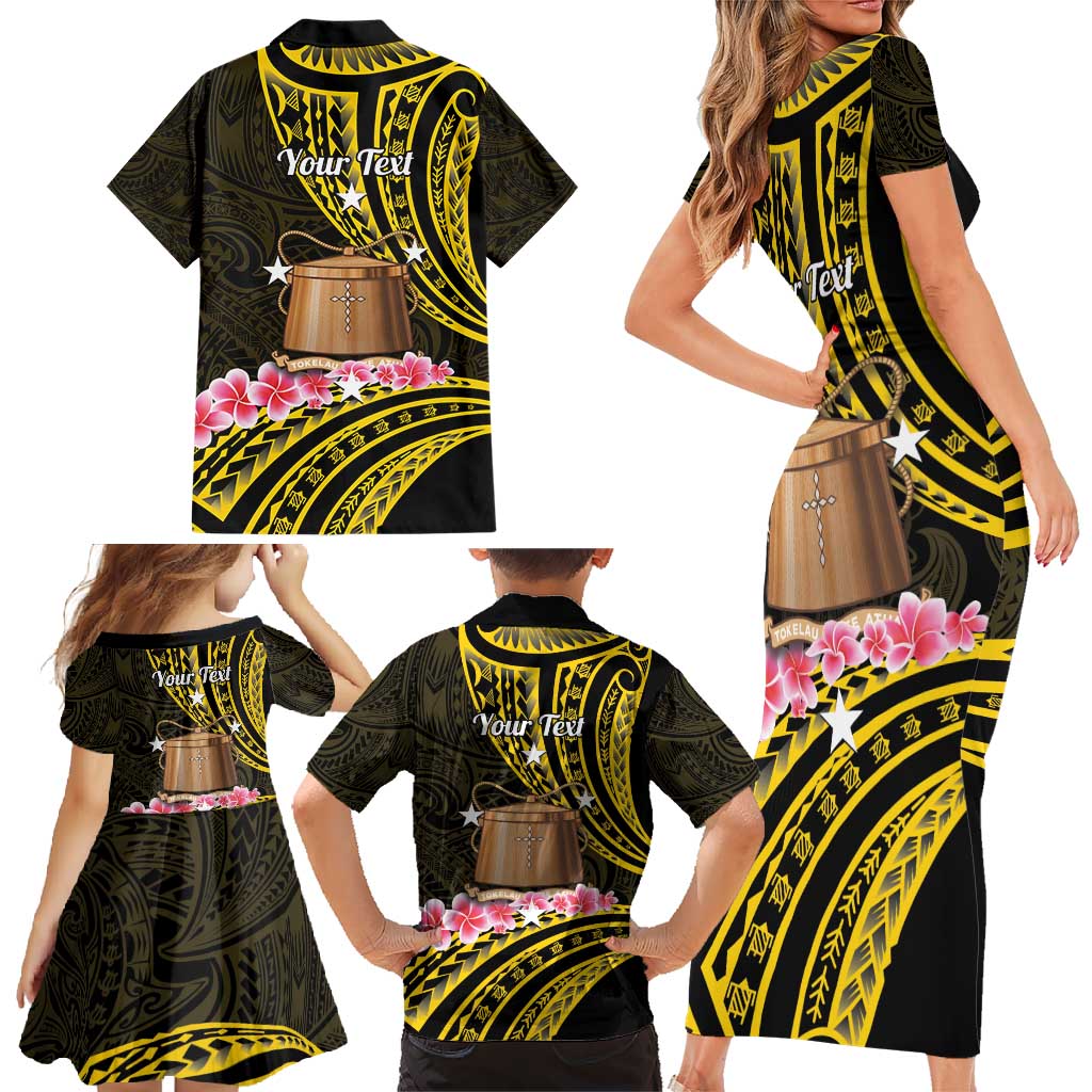 Personalised Tokelau Tokehega Day Family Matching Short Sleeve Bodycon Dress and Hawaiian Shirt Tokelauan Tatau Black Color LT14 - Polynesian Pride