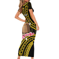 Personalised Tokelau Tokehega Day Family Matching Short Sleeve Bodycon Dress and Hawaiian Shirt Tokelauan Tatau Black Color LT14 - Polynesian Pride