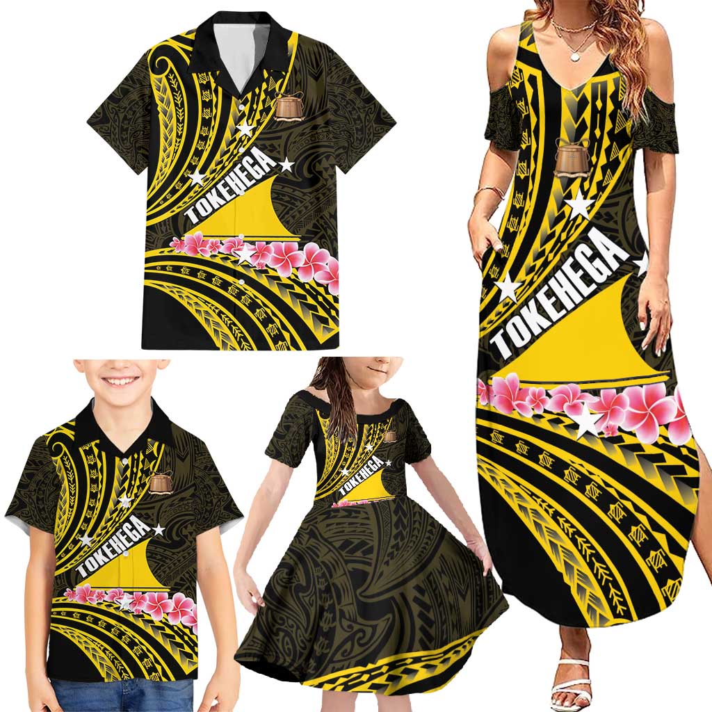Personalised Tokelau Tokehega Day Family Matching Summer Maxi Dress and Hawaiian Shirt Tokelauan Tatau Black Color LT14 - Polynesian Pride