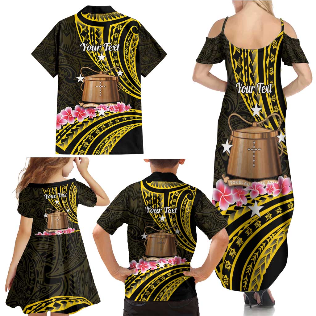 Personalised Tokelau Tokehega Day Family Matching Summer Maxi Dress and Hawaiian Shirt Tokelauan Tatau Black Color LT14 - Polynesian Pride