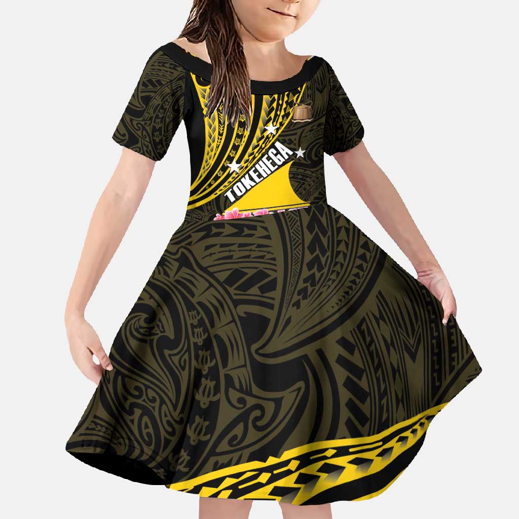 Personalised Tokelau Tokehega Day Family Matching Tank Maxi Dress and Hawaiian Shirt Tokelauan Tatau Black Color LT14 Daughter's Dress Black - Polynesian Pride
