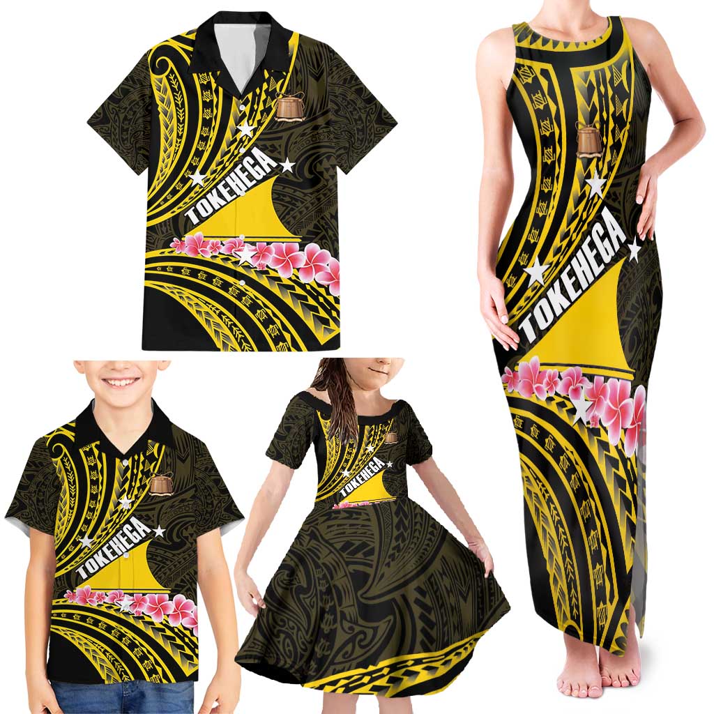 Personalised Tokelau Tokehega Day Family Matching Tank Maxi Dress and Hawaiian Shirt Tokelauan Tatau Black Color LT14 - Polynesian Pride