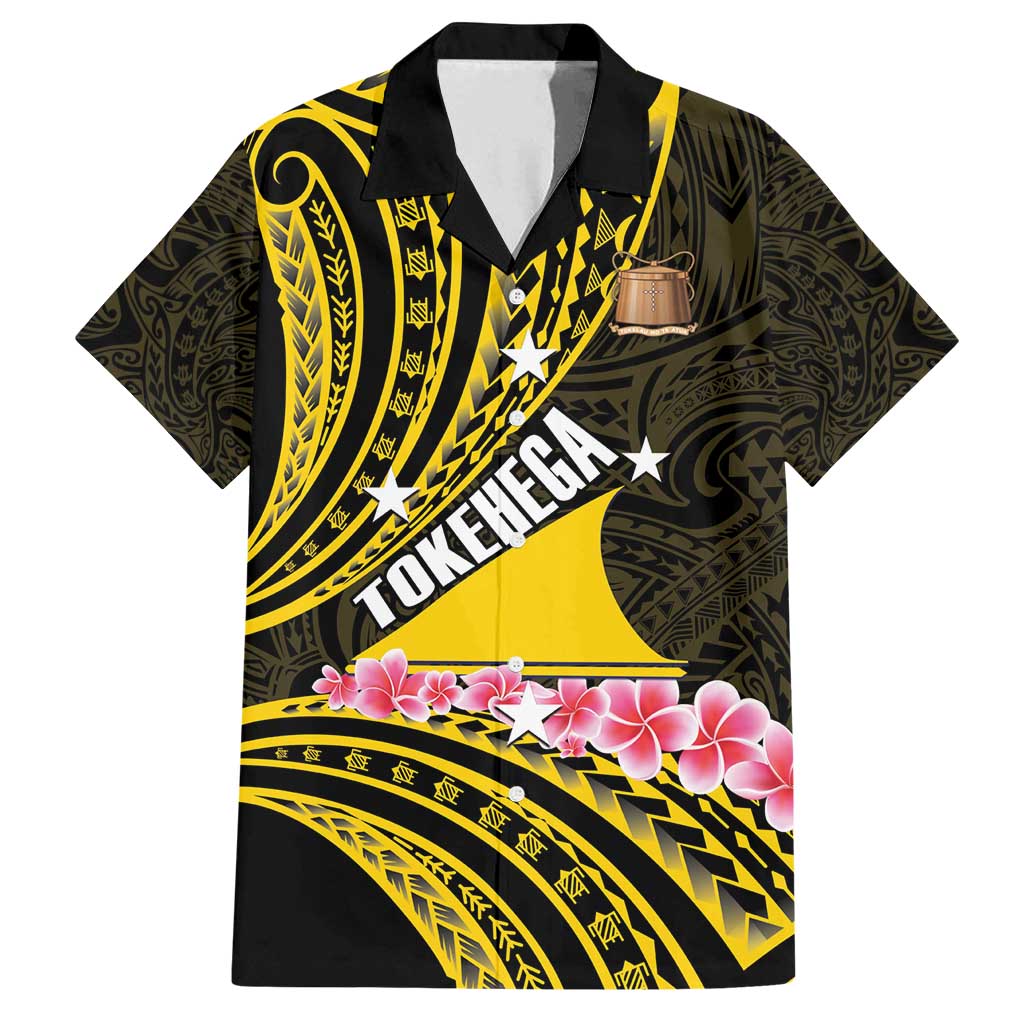 Personalised Tokelau Tokehega Day Family Matching Tank Maxi Dress and Hawaiian Shirt Tokelauan Tatau Black Color LT14 Dad's Shirt - Short Sleeve Black - Polynesian Pride