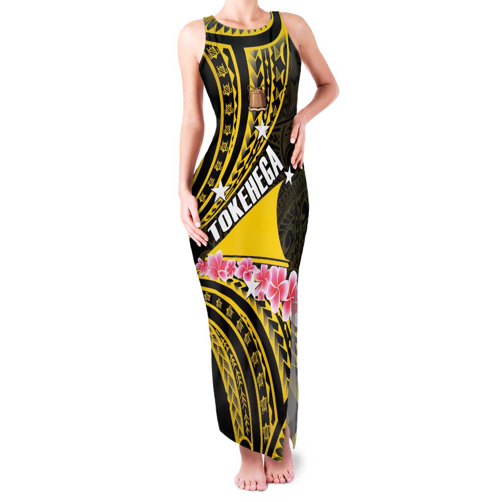 Personalised Tokelau Tokehega Day Family Matching Tank Maxi Dress and Hawaiian Shirt Tokelauan Tatau Black Color LT14 Mom's Dress Black - Polynesian Pride