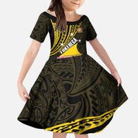 Personalised Tokelau Tokehega Day Kid Short Sleeve Dress Tokelauan Tatau Black Color LT14 KID Black - Polynesian Pride