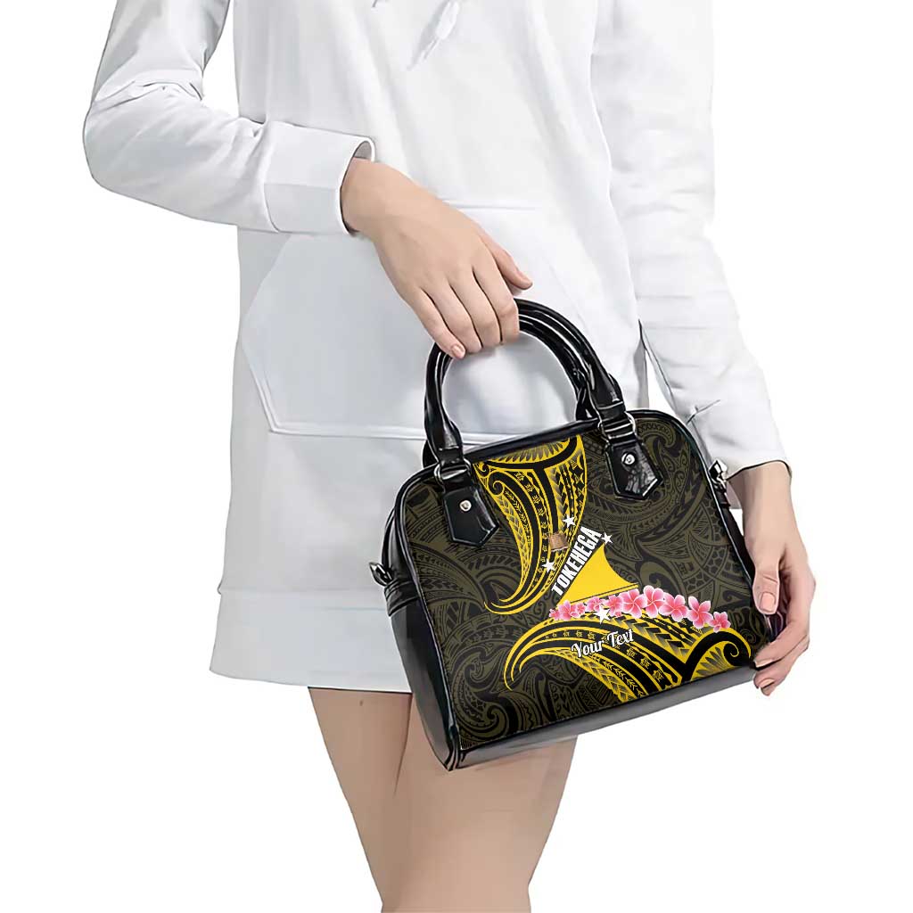Personalised Tokelau Tokehega Day Shoulder Handbag Tokelauan Tatau Black Color - Polynesian Pride